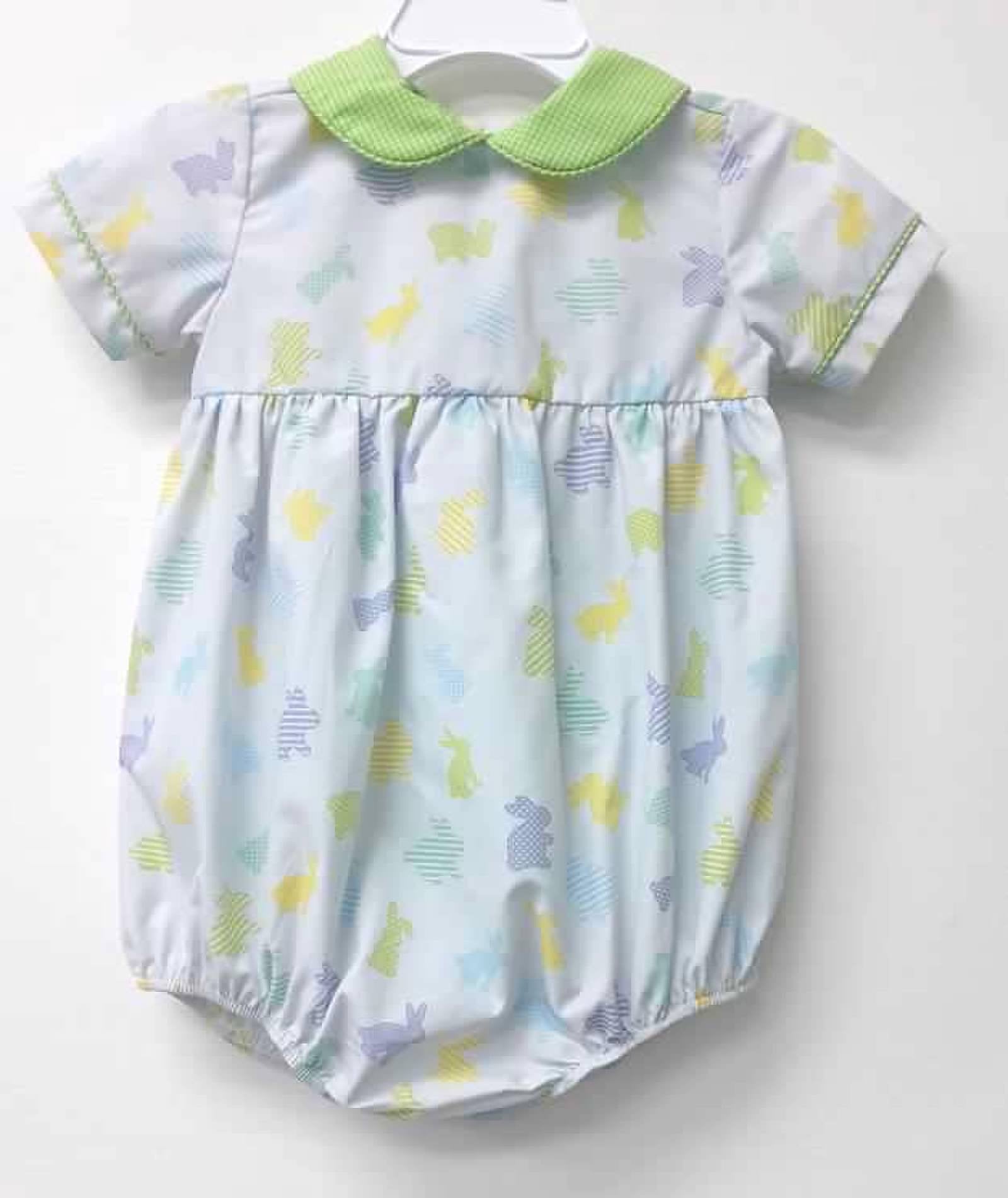 Boy Short Sleeve Bunnies and Gingham Bubble