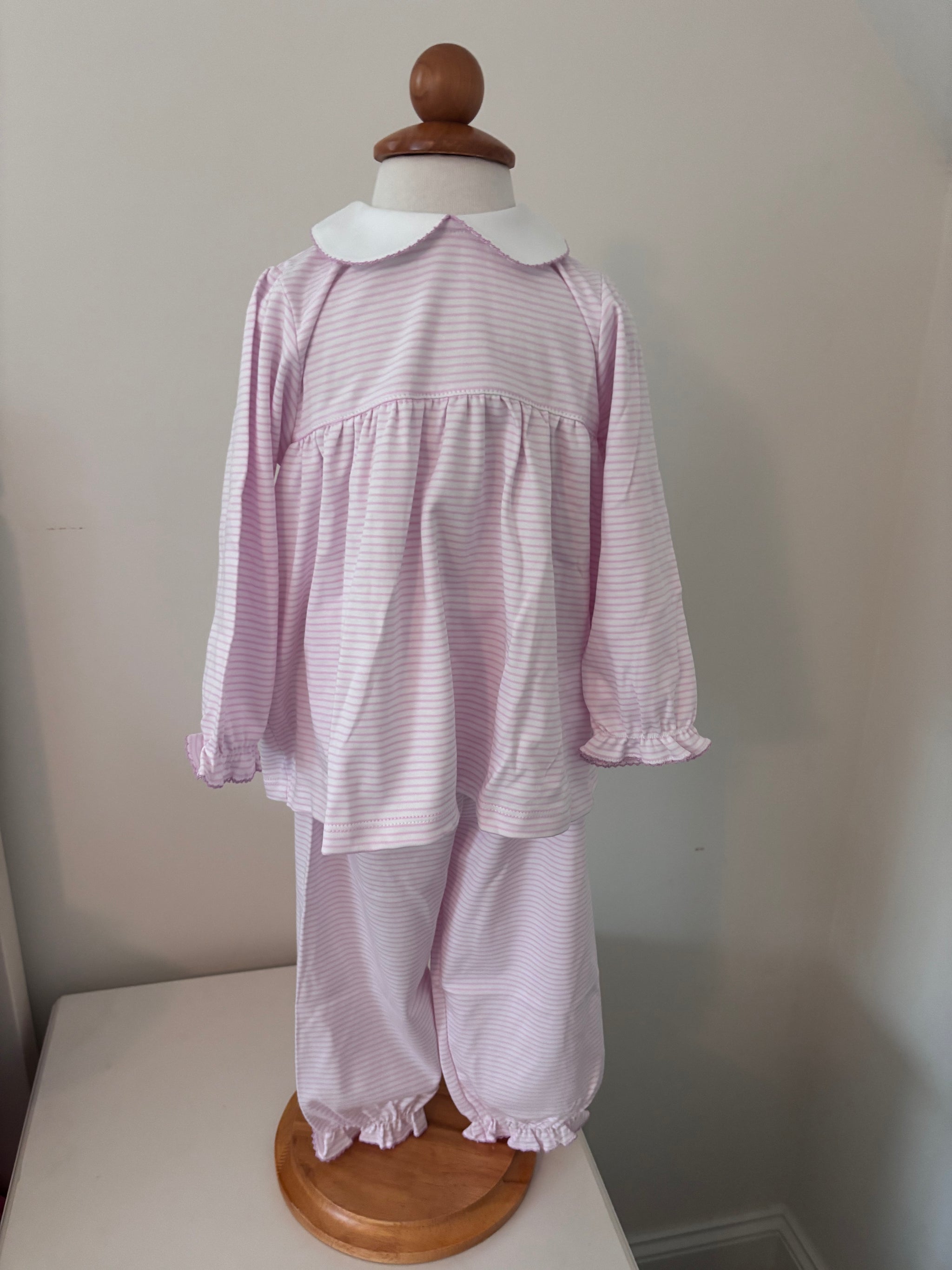 Pima Pink/White Stripe Girl Long Sleeve Top w/ Pants